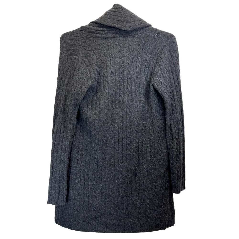 Lauren Ralph Lauren Charcoal Wool Cashmere Shawl Collar Cardigan Medium - Picture 3 of 10
